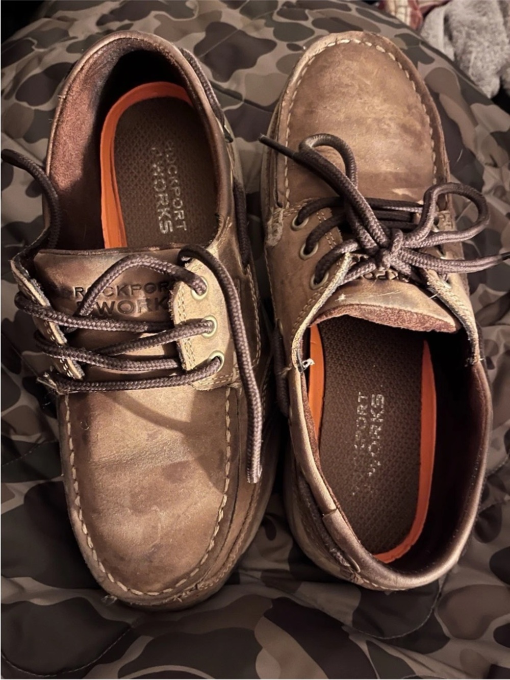 Rockport Brown Leather steel toe metgaurd work Shoes men's 6.5/women's 8.5